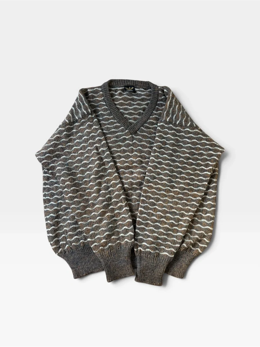 Giorgio Armani V-Neck Archival Vintage 80s GA Eagle Slouchy Mohair Wool Sweater